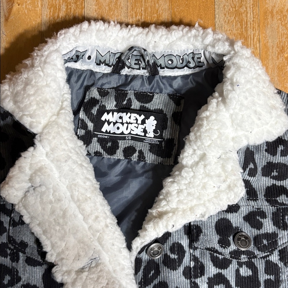 Disney Mickey Mouse Corduroy Leopard Print Jacket - Picture 4 of 10